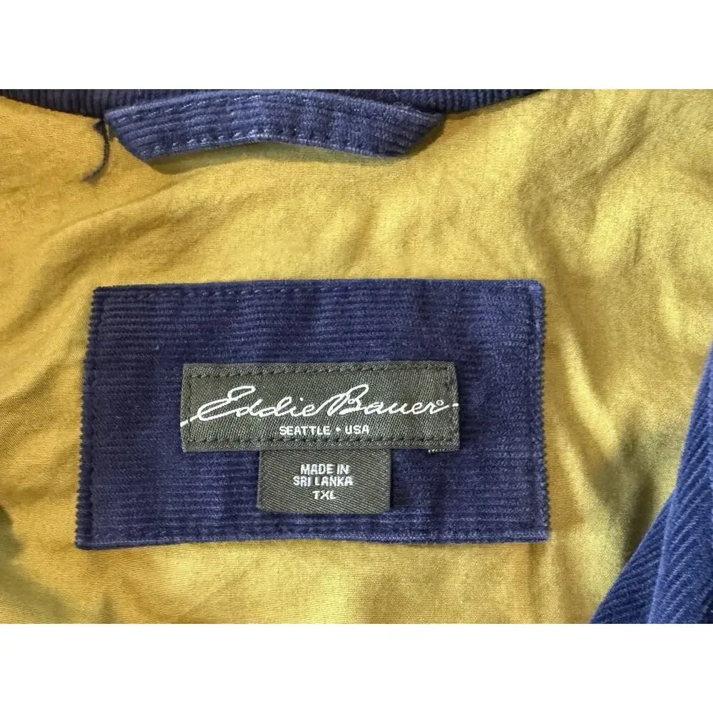 Eddie Bauer Corduroy Jacket Womens XL Tall Blue Utility Ranch‎ Outdoors Chore